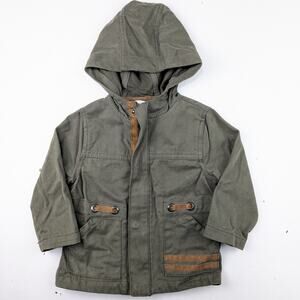 Olive Green & Brown Soft Jean Jacket - 12 Months
